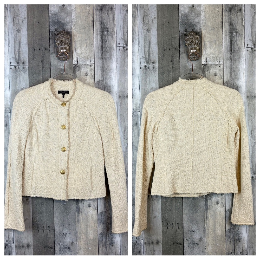 Rag and Bone Marissa Tweed Tailored Jacket in White Cream Size 2. - Picture 11 of 16